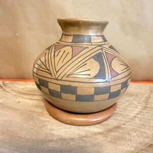 Native American Style Pottery Vase Signed Ramon Villa Hand Painted Southwest Pot